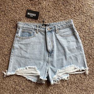 High waist ripped denim shorts